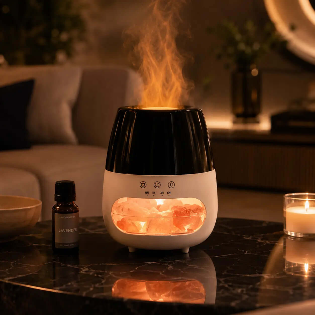 Salt Stone Flame Effect Aroma Diffuser AW Dropship UK