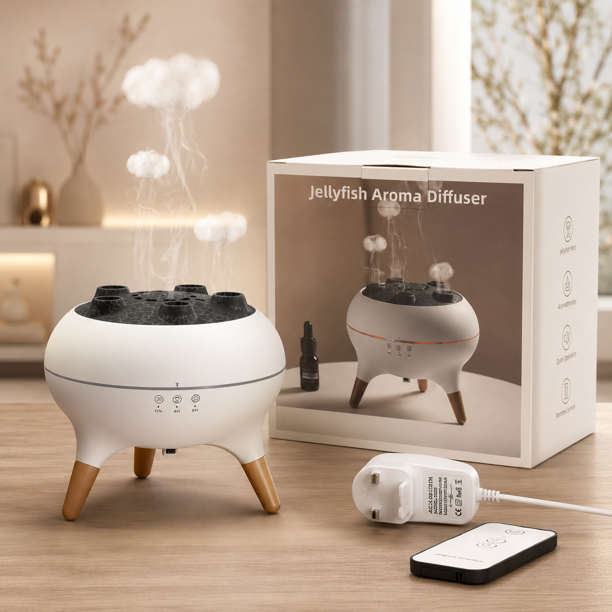 Jellyfish Puff Effect Aroma Diffuser with Colour-Changing LED