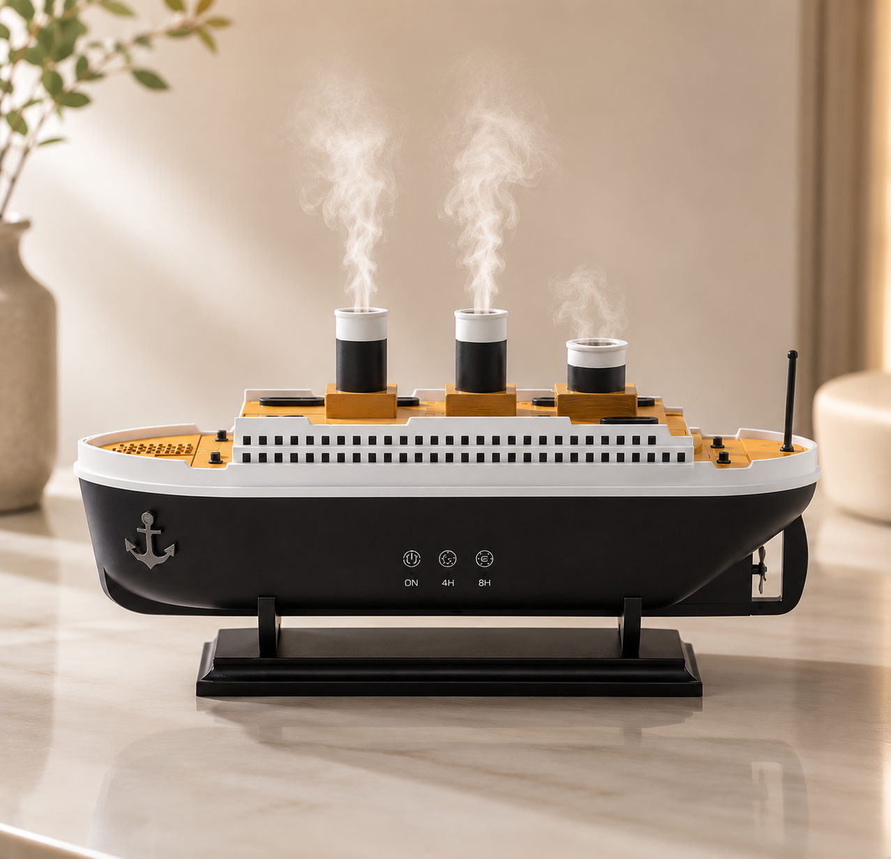 Ship Model Puff Effect Aroma Diffuser with Colour-Changing LED