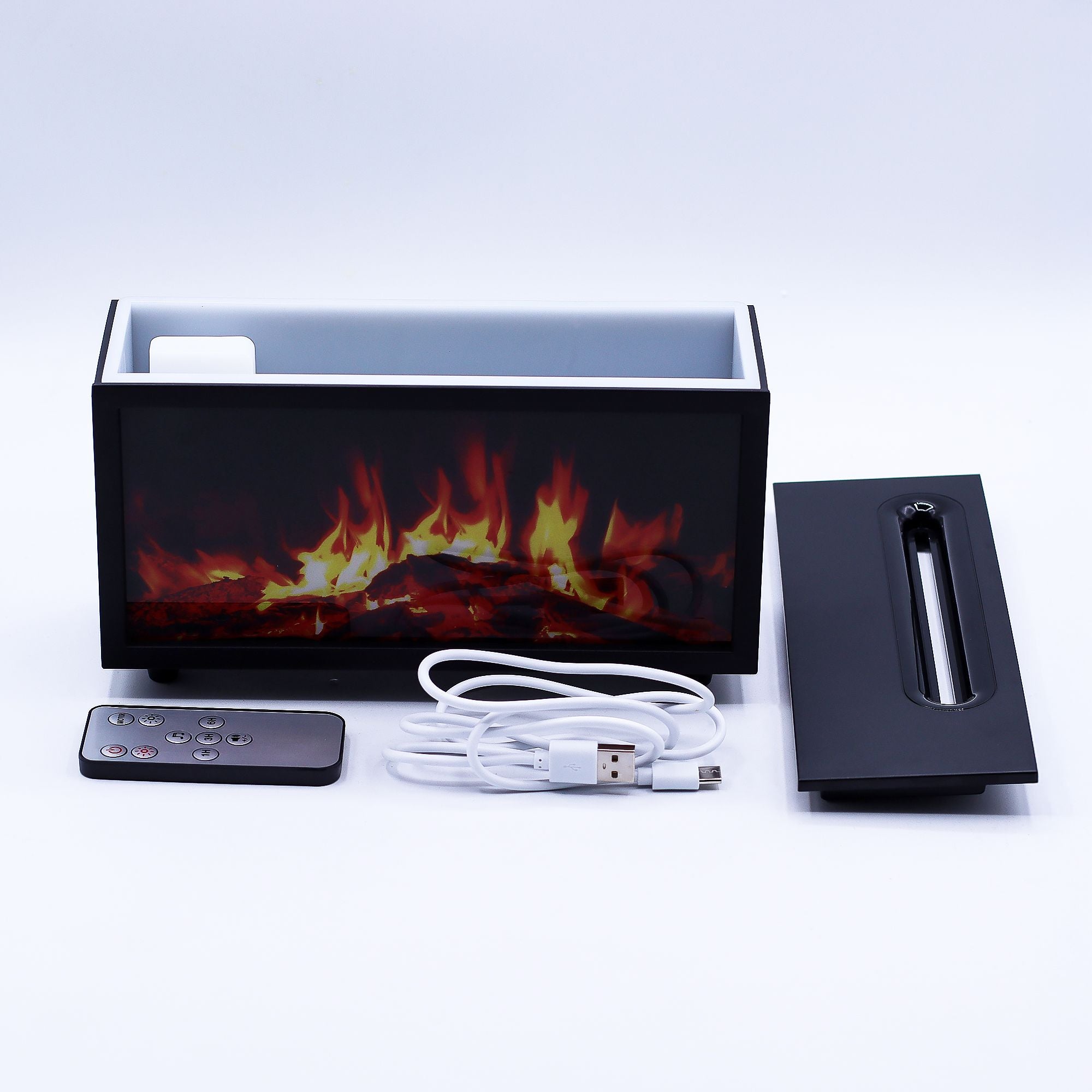 Flame Effect Aroma Diffuser with Birdsound - Black - Colour Change