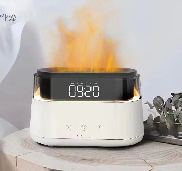 LED Clock Flame Effect Aroma Diffuser  - Led Clock - USB-C - Flame Effect AW Dropship UK