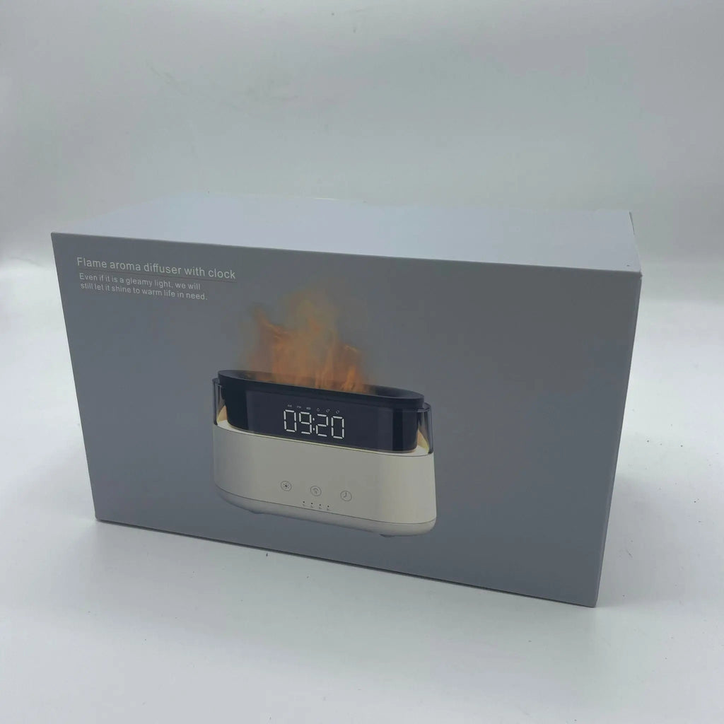 LED Clock Flame Effect Aroma Diffuser - Led Clock - USB-C - Flame Effect AW Dropship UK